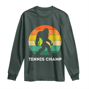 Vintage Retro Bigfoot Tennis Player Gift Long Sleeve Shirt Tennis Champ TS12 Dark Forest Green Print Your Wear