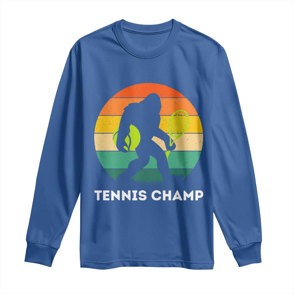 Vintage Retro Bigfoot Tennis Player Gift Long Sleeve Shirt Tennis Champ TS12 Royal Blue Print Your Wear