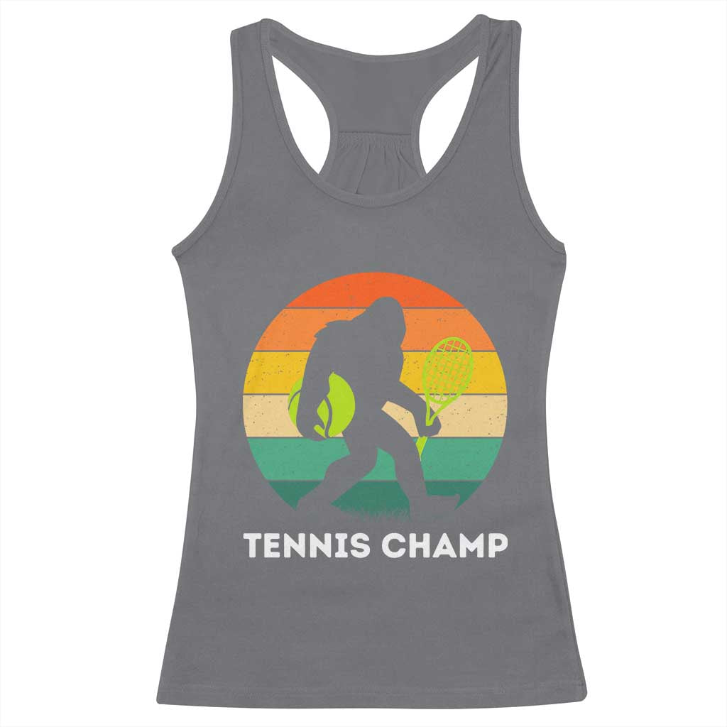 Vintage Retro Bigfoot Tennis Player Gift Racerback Tank Top Tennis Champ TS12 Charcoal Print Your Wear