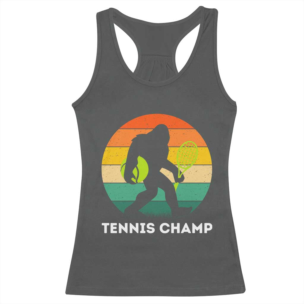 Vintage Retro Bigfoot Tennis Player Gift Racerback Tank Top Tennis Champ TS12 Dark Heather Print Your Wear