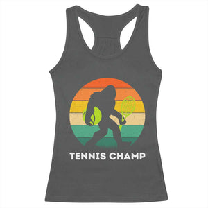 Vintage Retro Bigfoot Tennis Player Gift Racerback Tank Top Tennis Champ TS12 Dark Heather Print Your Wear