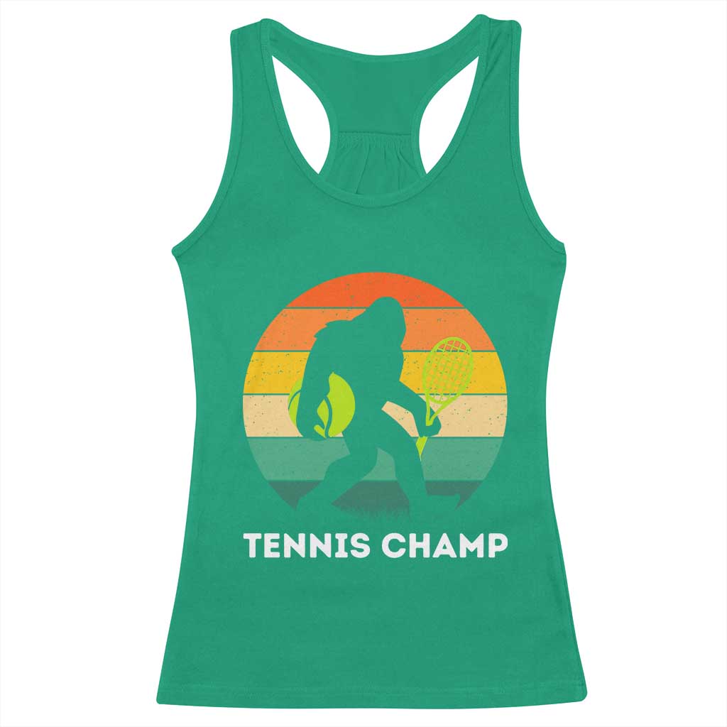 Vintage Retro Bigfoot Tennis Player Gift Racerback Tank Top Tennis Champ TS12 Irish Green Print Your Wear