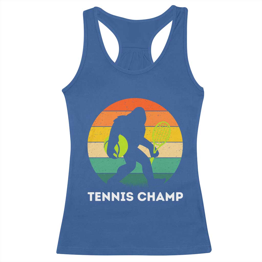 Vintage Retro Bigfoot Tennis Player Gift Racerback Tank Top Tennis Champ TS12 Royal Blue Print Your Wear