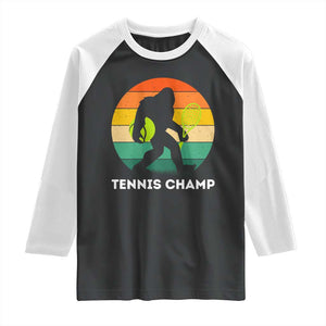 Vintage Retro Bigfoot Tennis Player Gift Raglan Shirt Tennis Champ TS12 Black White Print Your Wear