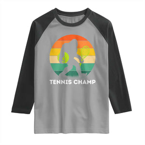 Vintage Retro Bigfoot Tennis Player Gift Raglan Shirt Tennis Champ TS12 Sport Gray Black Print Your Wear