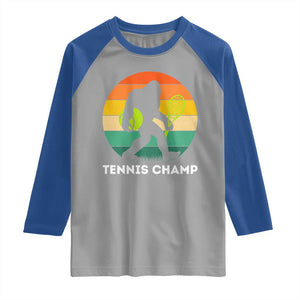 Vintage Retro Bigfoot Tennis Player Gift Raglan Shirt Tennis Champ TS12 Sport Gray Royal Print Your Wear