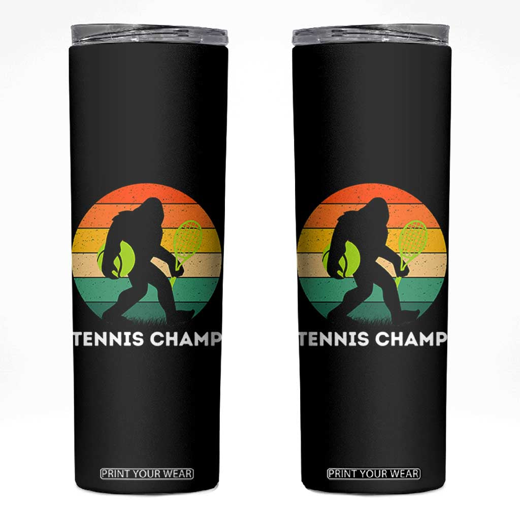 Vintage Retro Bigfoot Tennis Player Gift Skinny Tumbler Tennis Champ TS12 Black Print Your Wear
