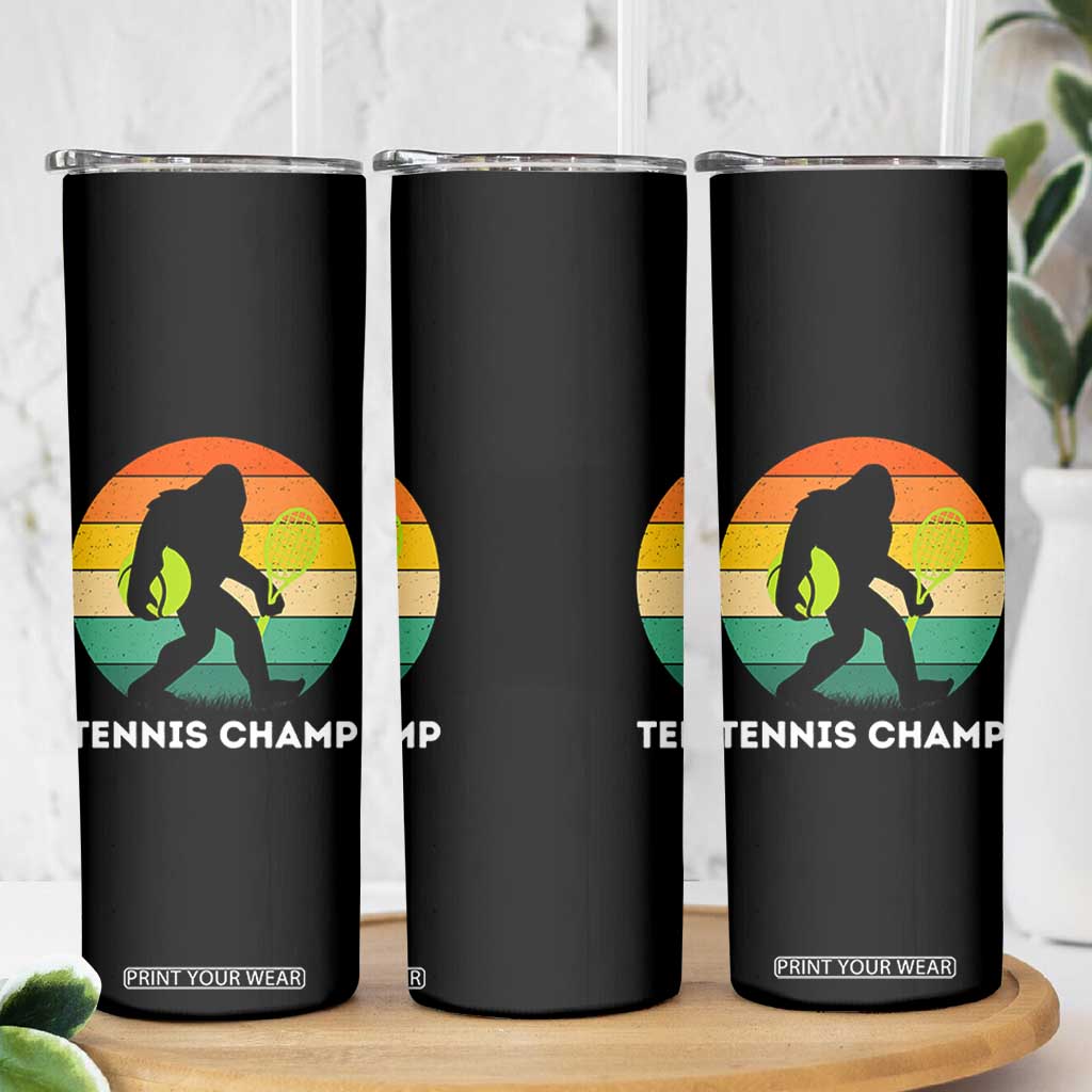 Vintage Retro Bigfoot Tennis Player Gift Skinny Tumbler Tennis Champ TS12 Print Your Wear
