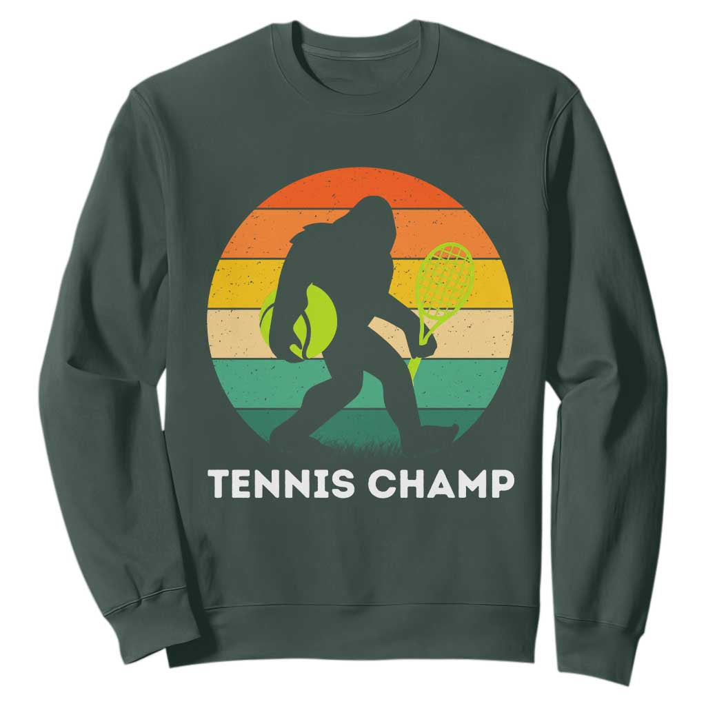 Vintage Retro Bigfoot Tennis Player Gift Sweatshirt Tennis Champ TS12 Dark Forest Green Print Your Wear