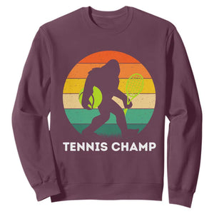 Vintage Retro Bigfoot Tennis Player Gift Sweatshirt Tennis Champ TS12 Maroon Print Your Wear