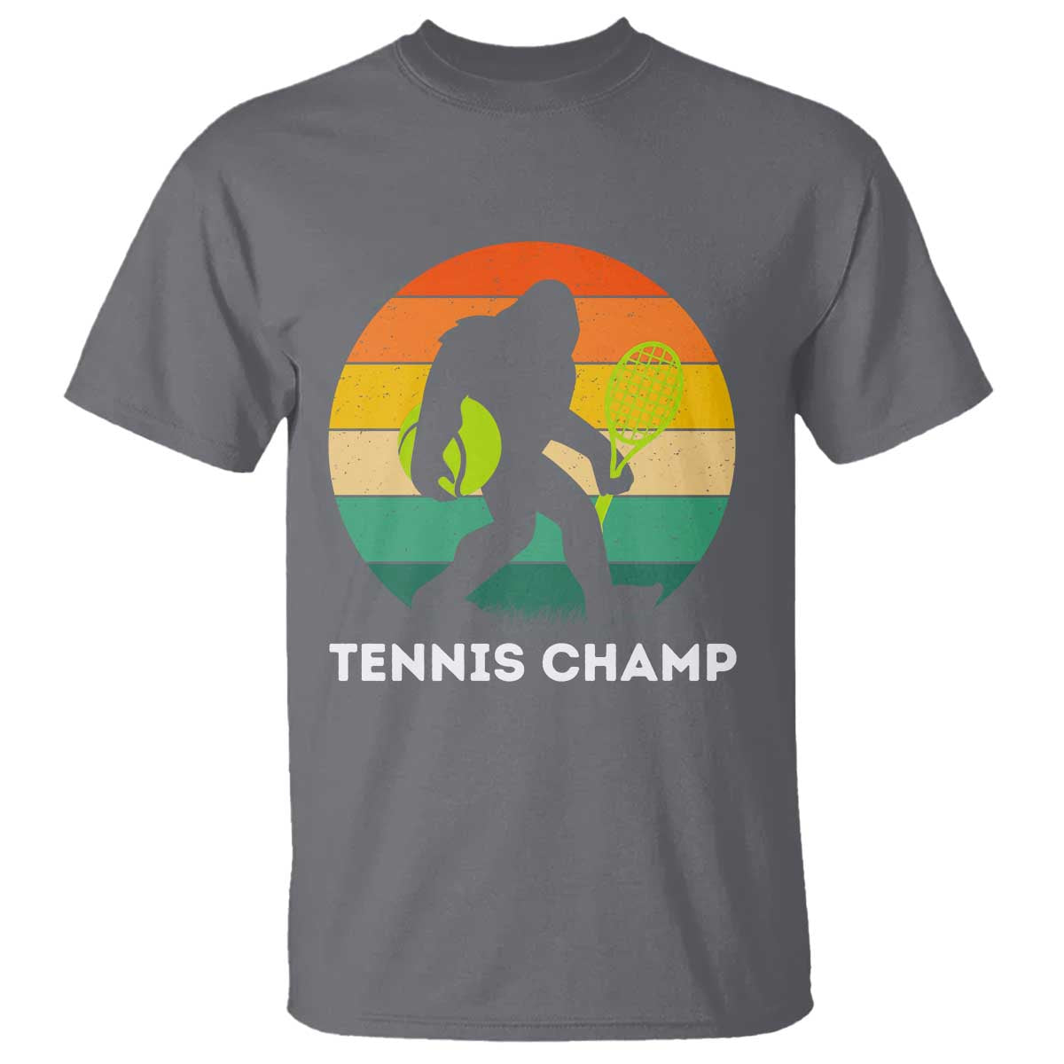 Vintage Retro Bigfoot Tennis Player Gift T Shirt Tennis Champ TS12 Charcoal Print Your Wear