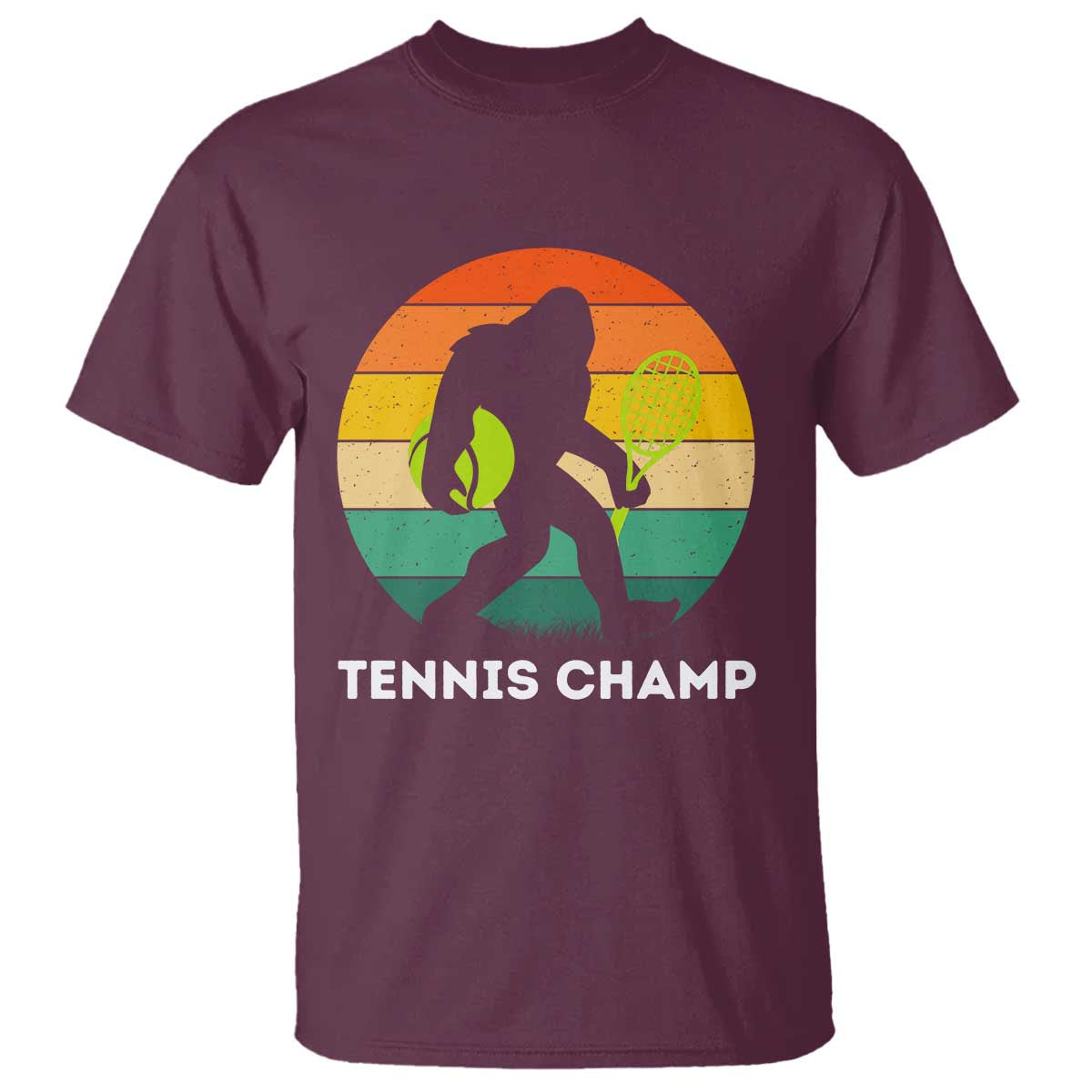 Vintage Retro Bigfoot Tennis Player Gift T Shirt Tennis Champ TS12 Maroon Print Your Wear