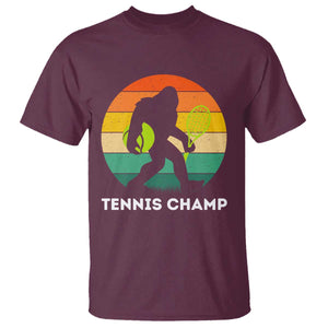 Vintage Retro Bigfoot Tennis Player Gift T Shirt Tennis Champ TS12 Maroon Print Your Wear