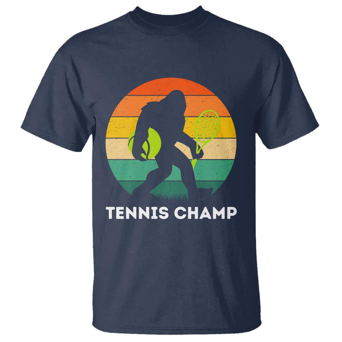 Vintage Retro Bigfoot Tennis Player Gift T Shirt Tennis Champ TS12 Navy Print Your Wear