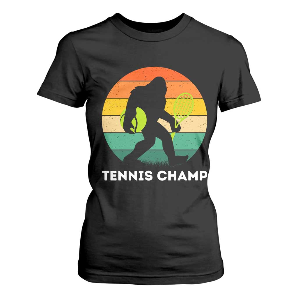 Vintage Retro Bigfoot Tennis Player Gift T Shirt For Women Tennis Champ TS12 Black Print Your Wear