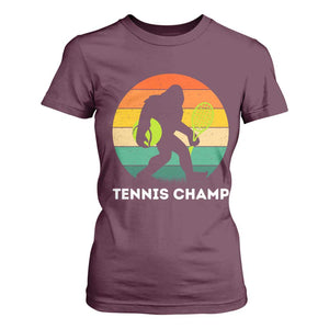 Vintage Retro Bigfoot Tennis Player Gift T Shirt For Women Tennis Champ TS12 Maroon Print Your Wear