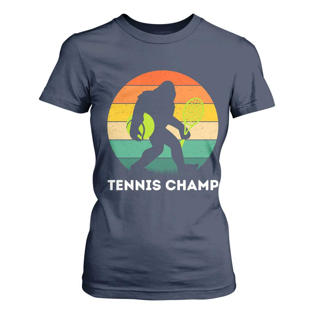 Vintage Retro Bigfoot Tennis Player Gift T Shirt For Women Tennis Champ TS12 Navy Print Your Wear