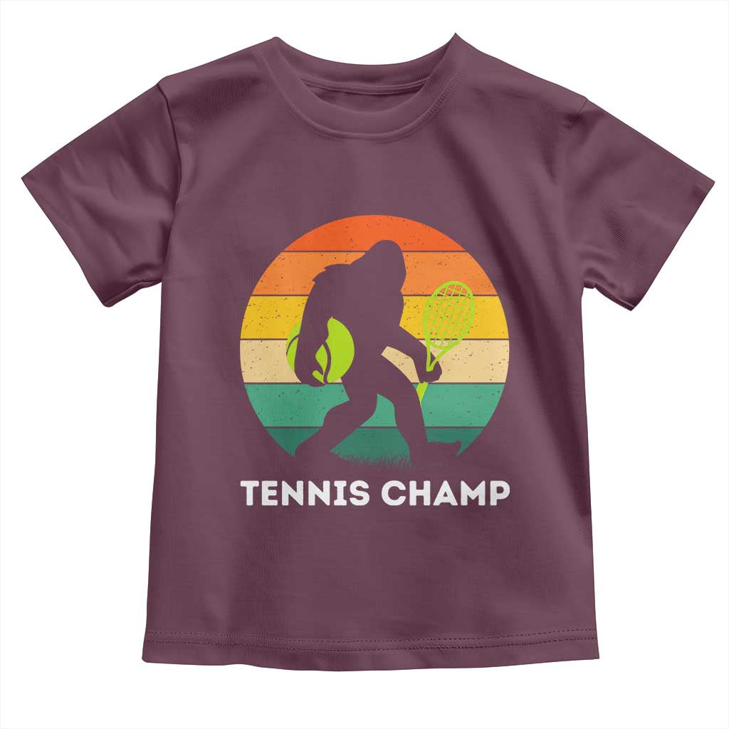 Vintage Retro Bigfoot Tennis Player Gift Toddler T Shirt Tennis Champ TS12 Maroon Print Your Wear