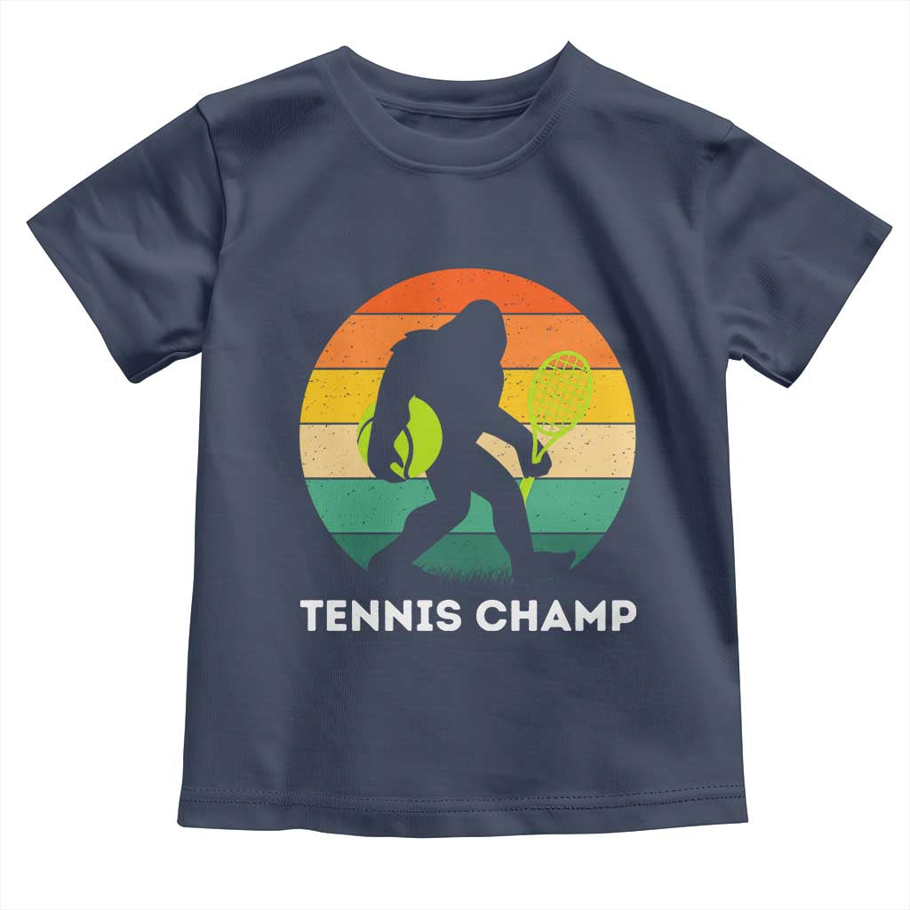 Vintage Retro Bigfoot Tennis Player Gift Toddler T Shirt Tennis Champ TS12 Navy Print Your Wear