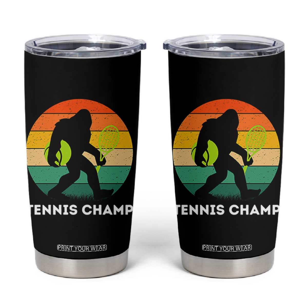 Vintage Retro Bigfoot Tennis Player Gift Tumbler Cup Tennis Champ TS12 Black Print Your Wear