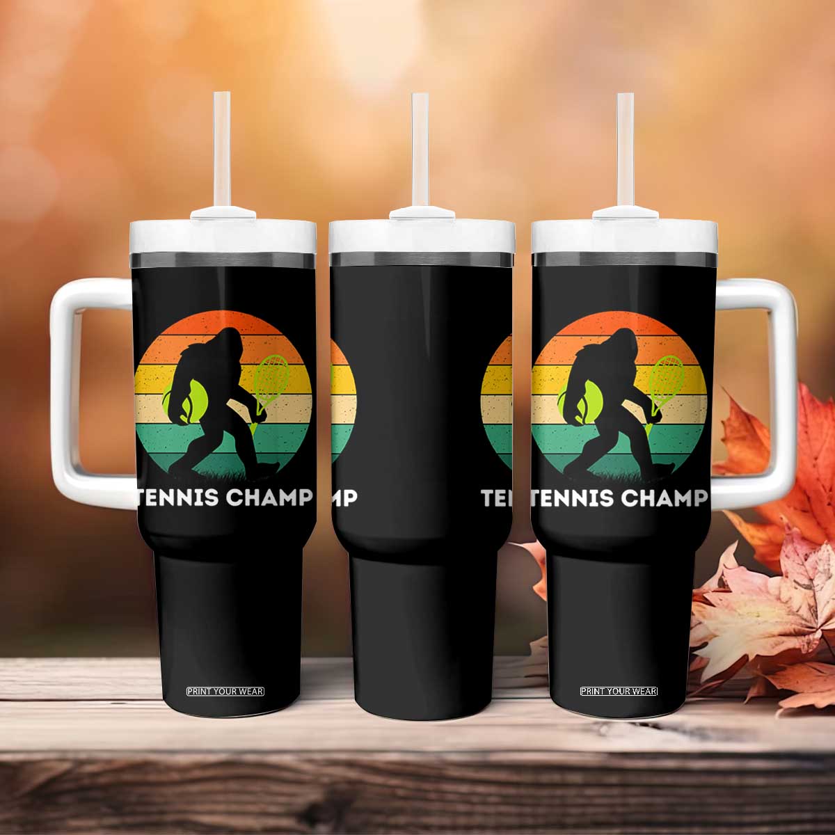Vintage Retro Bigfoot Tennis Player Gift Tumbler With Handle Tennis Champ TS12 Print Your Wear