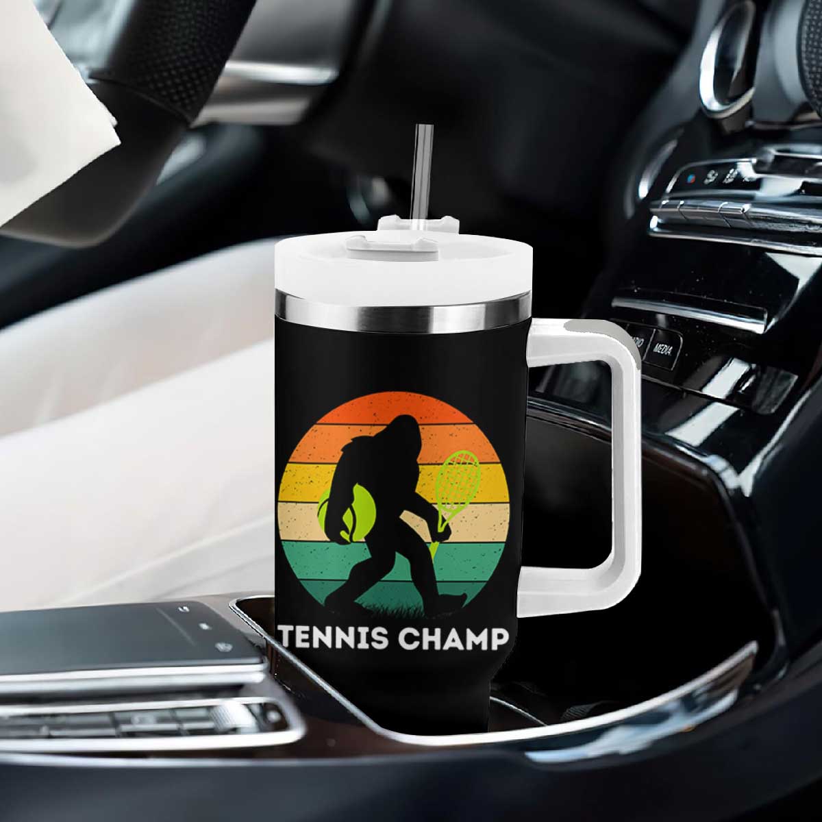 Vintage Retro Bigfoot Tennis Player Gift Tumbler With Handle Tennis Champ TS12 Print Your Wear