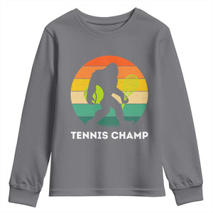 Vintage Retro Bigfoot Tennis Player Gift Youth Sweatshirt Tennis Champ TS12 Charcoal Print Your Wear