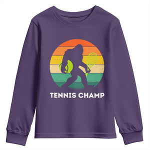 Vintage Retro Bigfoot Tennis Player Gift Youth Sweatshirt Tennis Champ TS12 Purple Print Your Wear