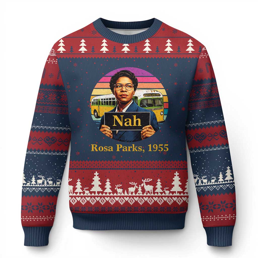 Rosa Parks Quote Ugly Christmas Sweater The Only Tired I Was Was Tired Of Giving In TS12 Navy Red Print Your Wear