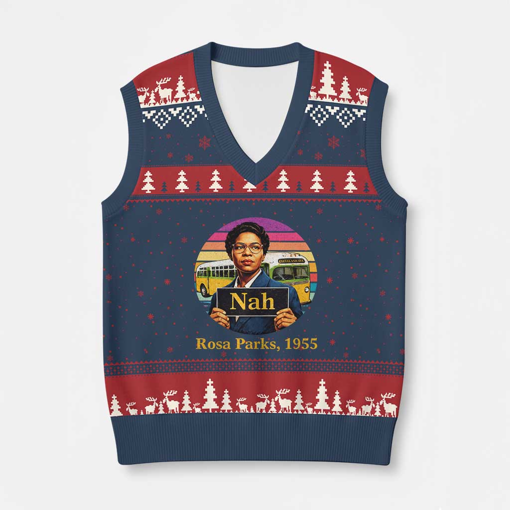Rosa Parks Quote V-Neck Knit Sweater Vest The Only Tired I Was Was Tired Of Giving In TS12 Navy Red Print Your Wear