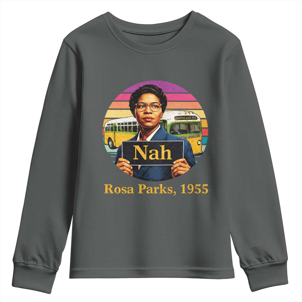 Rosa Parks Quote Youth Sweatshirt The Only Tired I Was Was Tired Of Giving In TS12 Dark Heather Print Your Wear