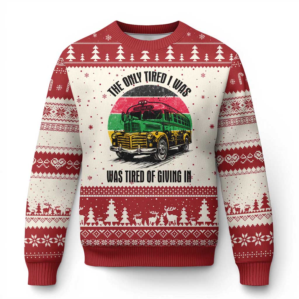 Rosa Parks Tired Of Giving In Ugly Christmas Sweater Civil Bus Protest TS12 Beige Red Print Your Wear