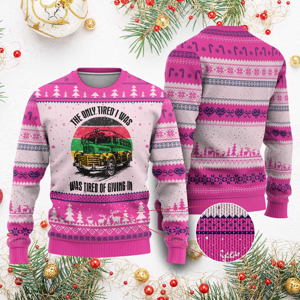Rosa Parks Tired Of Giving In Ugly Christmas Sweater Civil Bus Protest TS12 Hot Pink Print Your Wear