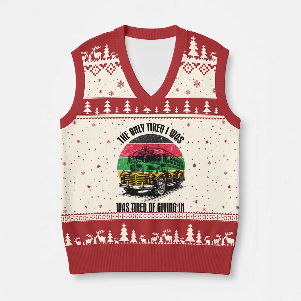 Rosa Parks Tired Of Giving In V-Neck Knit Sweater Vest Civil Bus Protest TS12 Beige Red Print Your Wear
