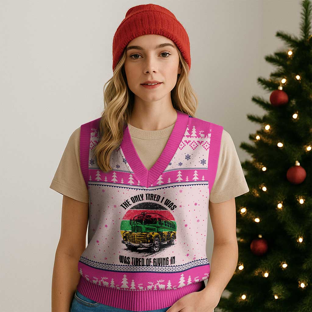 Rosa Parks Tired Of Giving In V-Neck Knit Sweater Vest Civil Bus Protest TS12 Hot Pink Print Your Wear