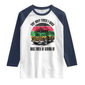 Rosa Parks Tired Of Giving In Raglan Shirt Civil Bus Protest TS12 White Navy Print Your Wear