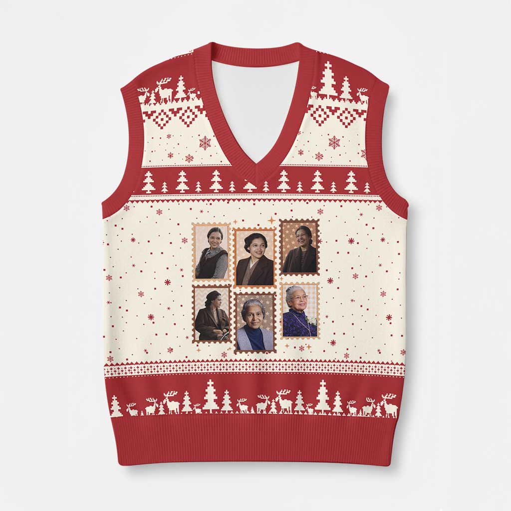 Rosa Parks V-Neck Knit Sweater Vest African American Civil Rights Legacy TS12 Beige Red Print Your Wear