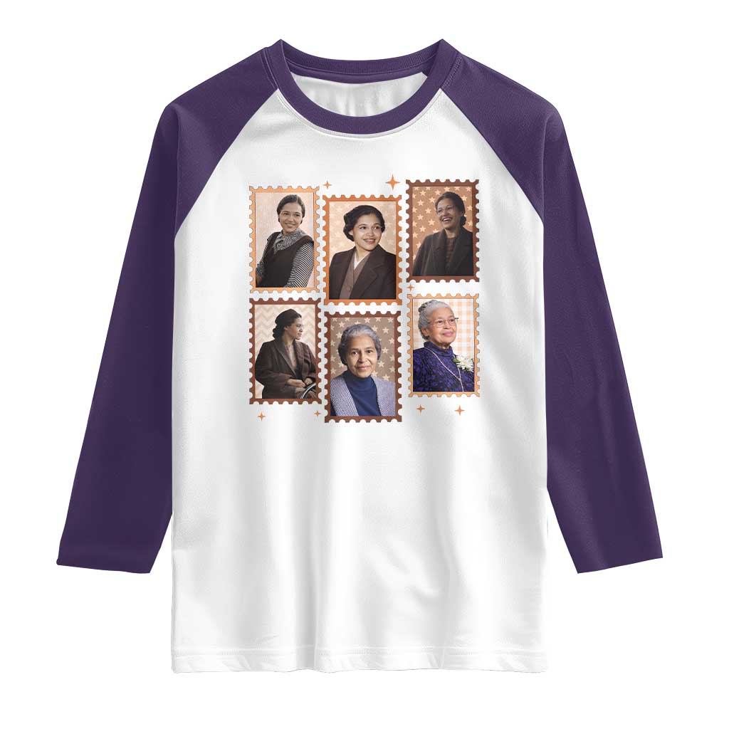 Rosa Parks Raglan Shirt African American Civil Rights Legacy TS12 White Purple Print Your Wear
