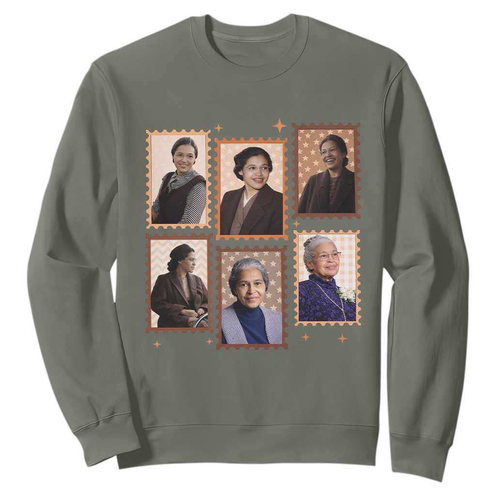 Rosa Parks Sweatshirt African American Civil Rights Legacy TS12 Military Green Print Your Wear