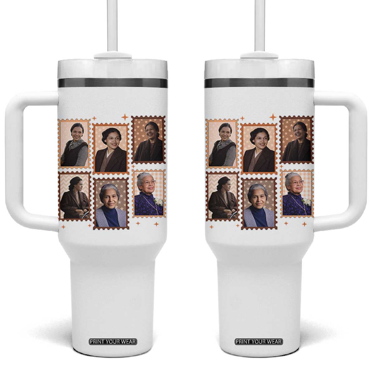 Rosa Parks Tumbler With Handle African American Civil Rights Legacy TS12 One Size: 40 oz White Print Your Wear