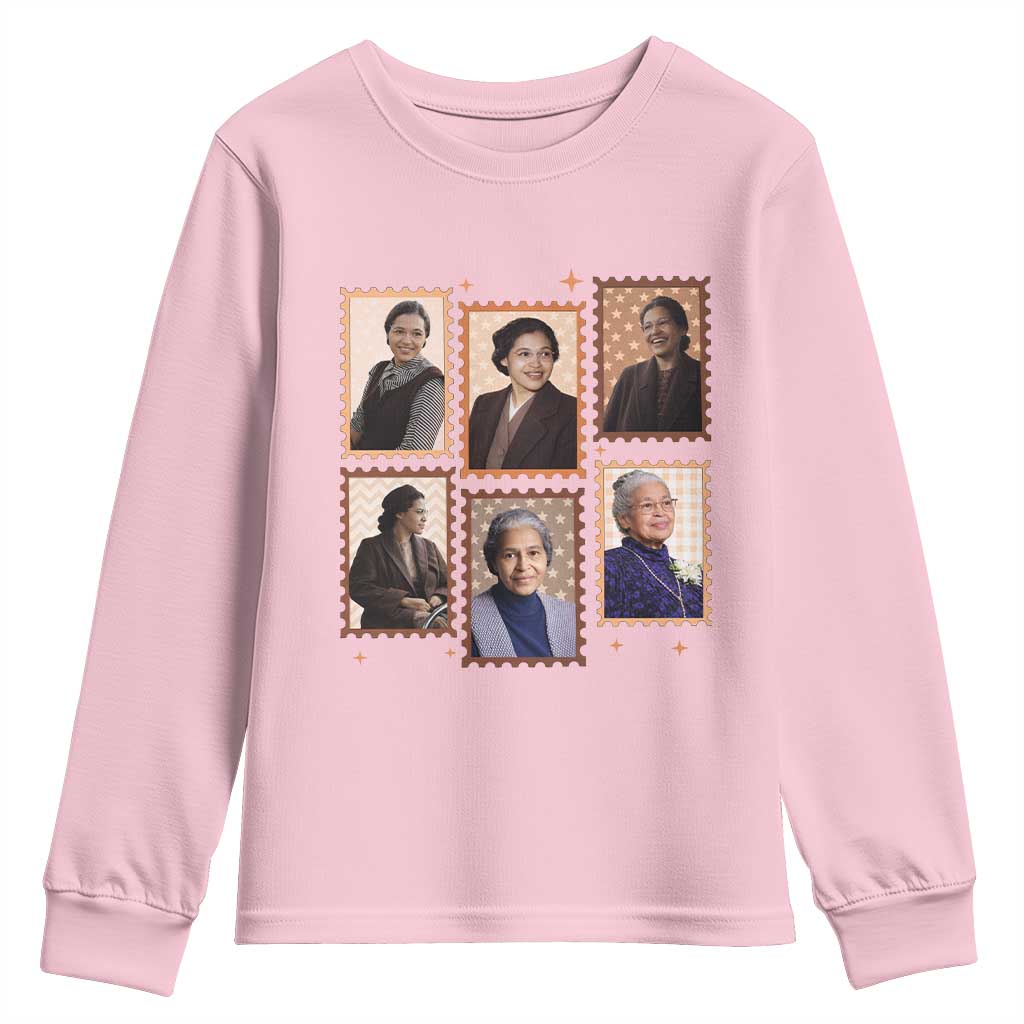 Rosa Parks Youth Sweatshirt African American Civil Rights Legacy TS12 Light Pink Print Your Wear