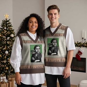 Rosa Parks Quote V-Neck Knit Sweater Vest Never Be Fearful When It Is Right TS12 Mocha Mousse Print Your Wear