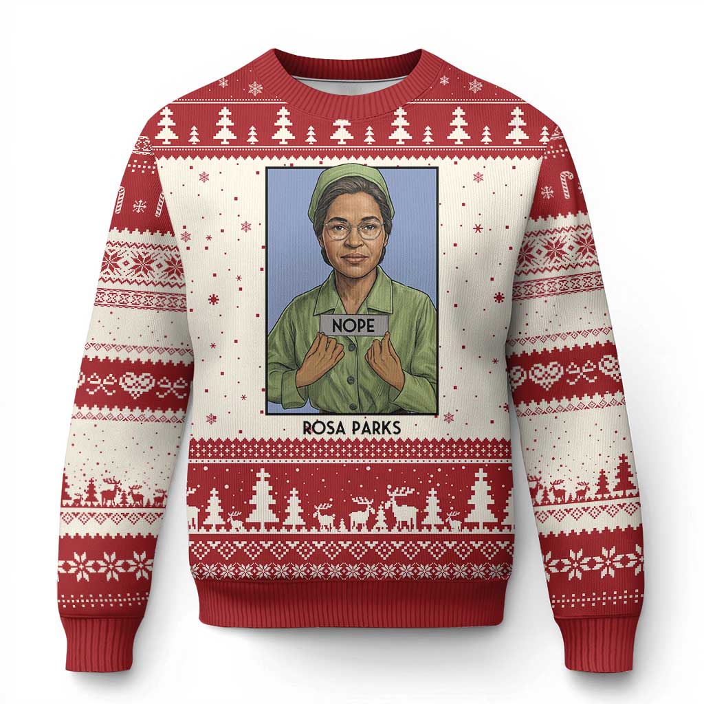Nope Rosa Parks Ugly Christmas Sweater Female Empowerment History Gift TS12 Beige Red Print Your Wear