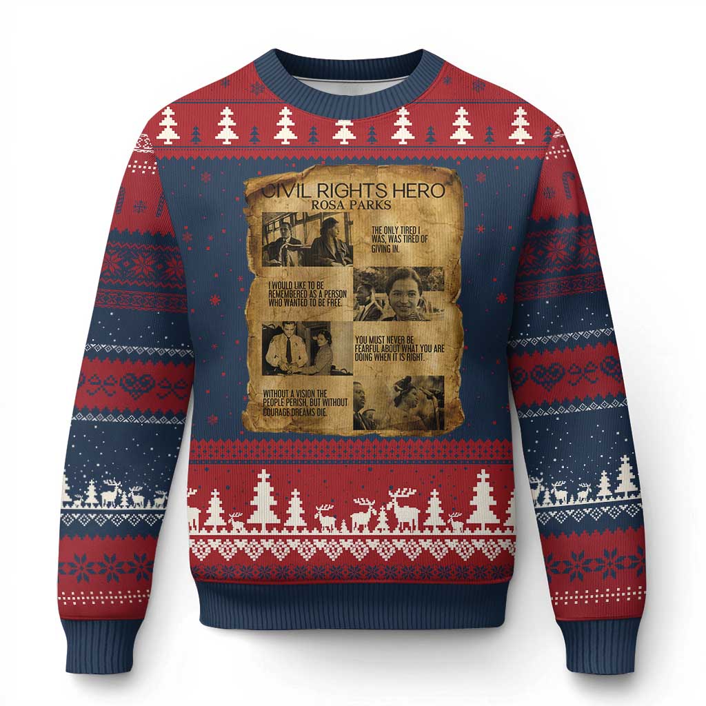 Rosa Parks Quote Ugly Christmas Sweater Civil Rights History Hero TS12 Navy Red Print Your Wear