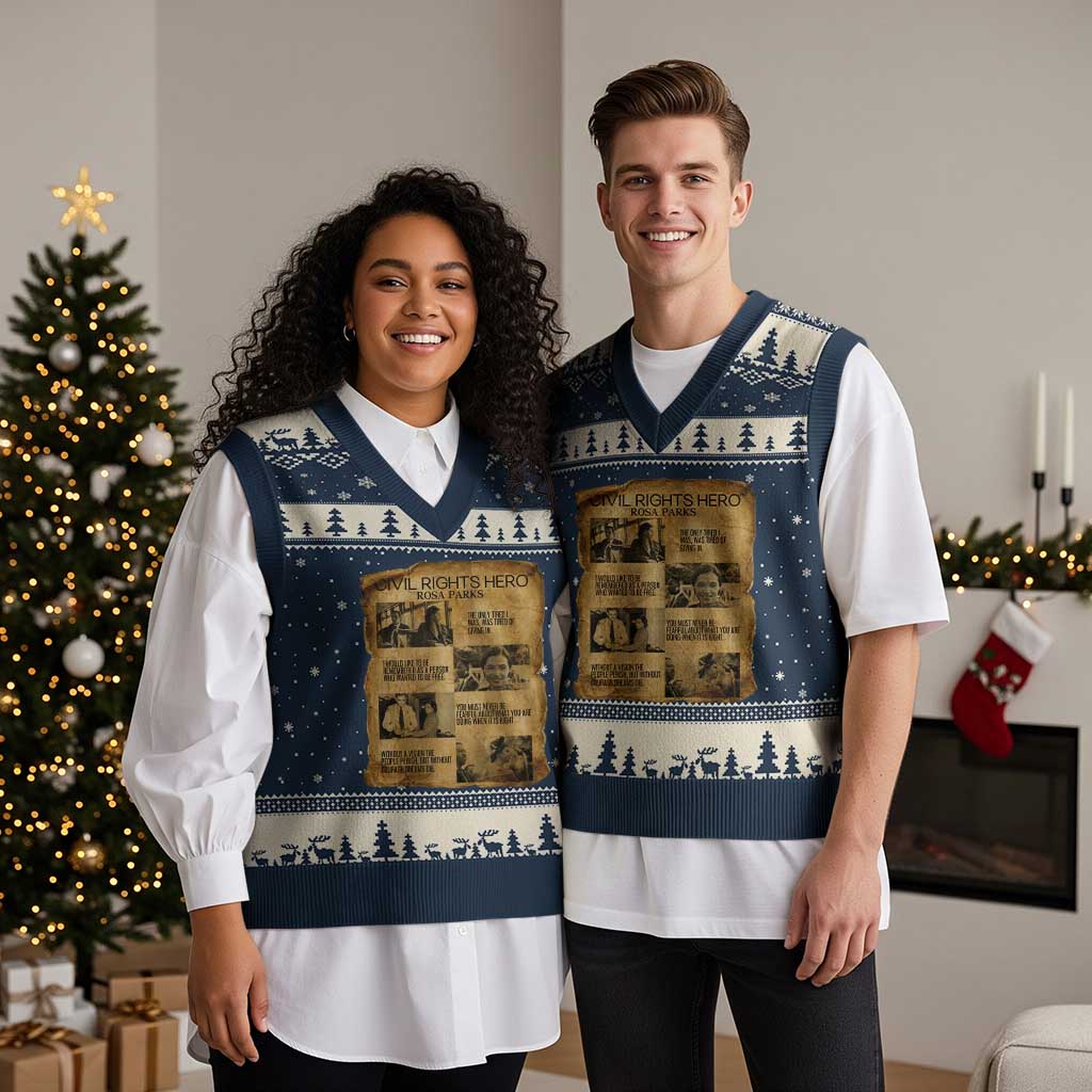 Rosa Parks Quote V-Neck Knit Sweater Vest Civil Rights History Hero TS12 Navy Beige Print Your Wear