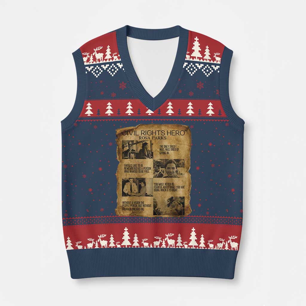 Rosa Parks Quote V-Neck Knit Sweater Vest Civil Rights History Hero TS12 Navy Red Print Your Wear