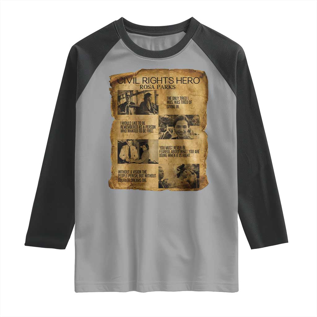 Rosa Parks Quote Raglan Shirt Civil Rights History Hero TS12 Sport Gray Black Print Your Wear