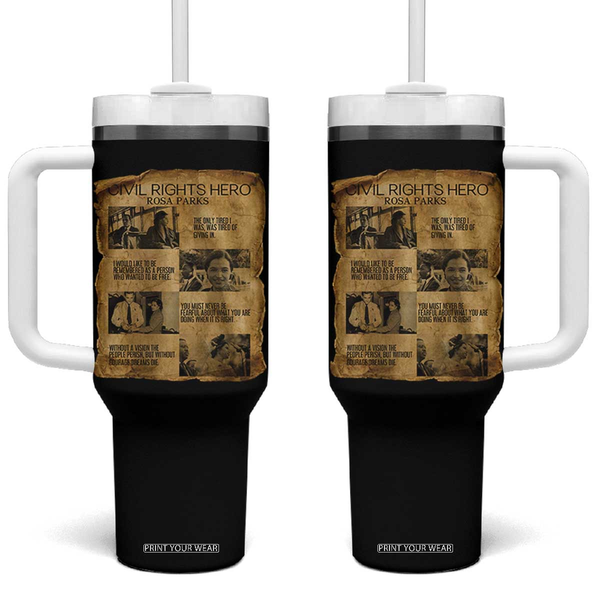 Rosa Parks Quote Tumbler With Handle Civil Rights History Hero TS12 One Size: 40 oz Black Print Your Wear