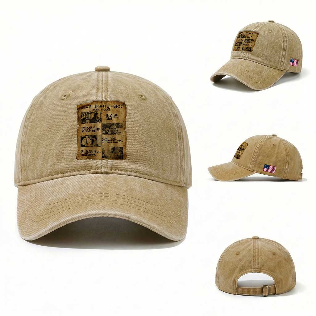 Rosa Parks Quote Washed Cotton Baseball Cap Civil Rights History Hero TS12 Washed Cap Universal Fit Khaki Print Your Wear