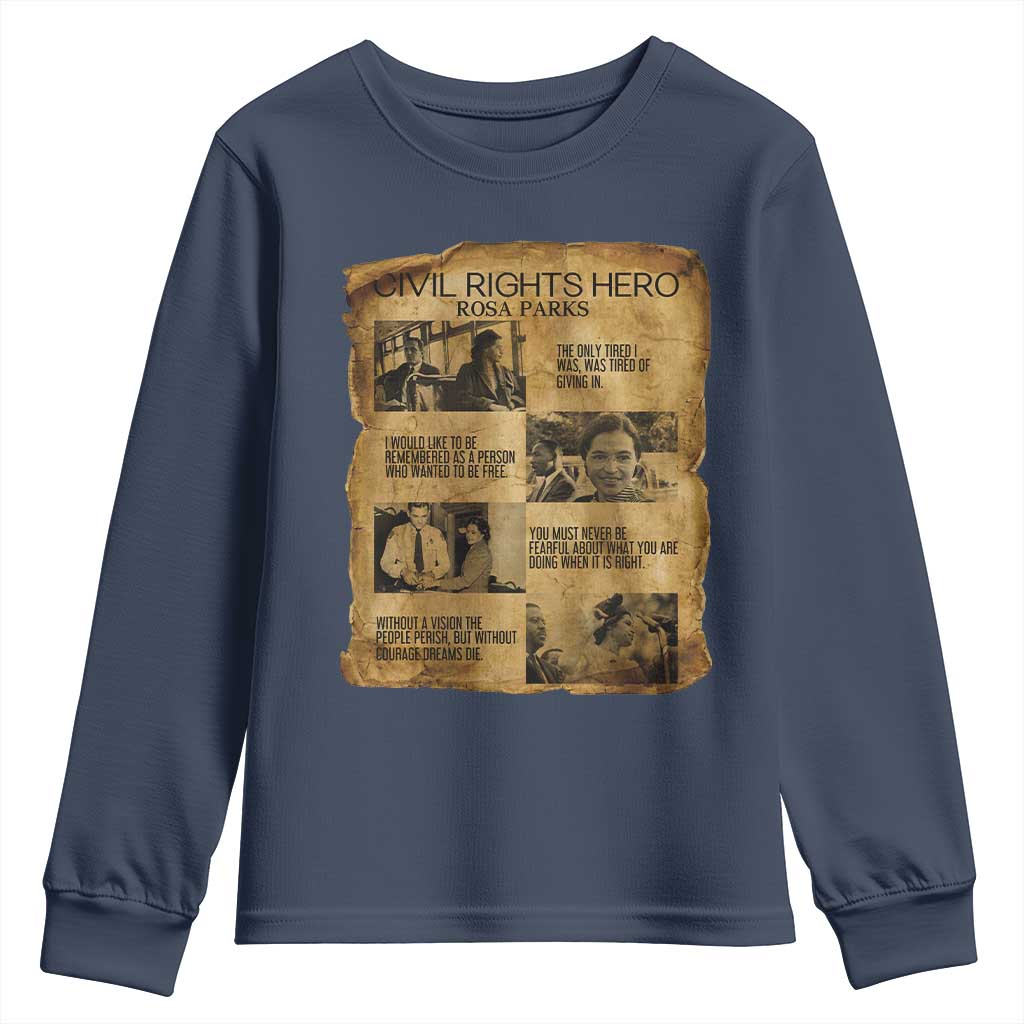 Rosa Parks Quote Youth Sweatshirt Civil Rights History Hero TS12 Navy Print Your Wear